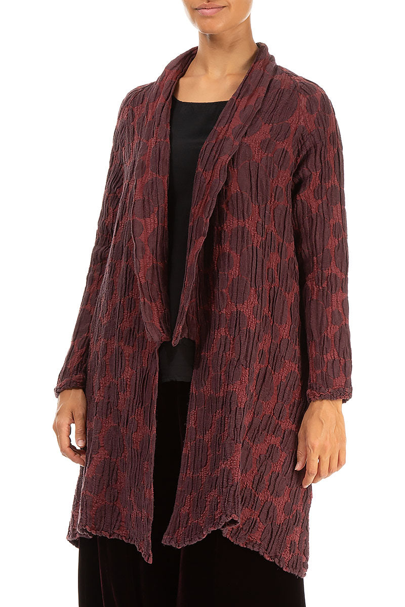 Open Merlot Circle Silk Linen Jacket