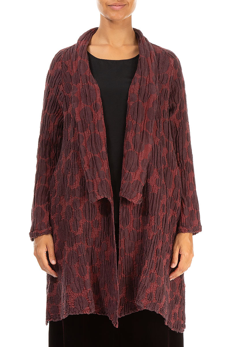 Open Merlot Circle Silk Linen Jacket