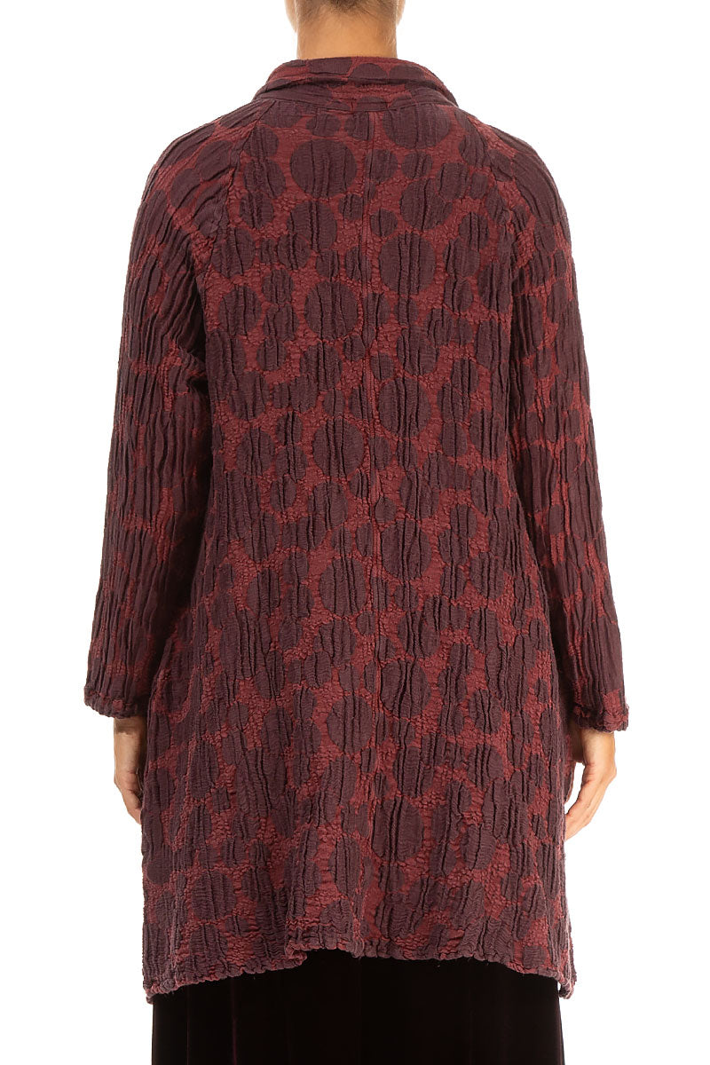 Open Merlot Circle Silk Linen Jacket