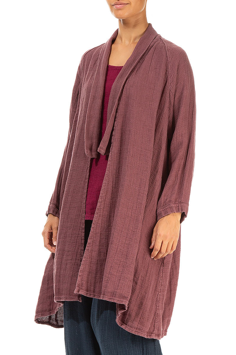 Open Merlot Textured Linen Jacket