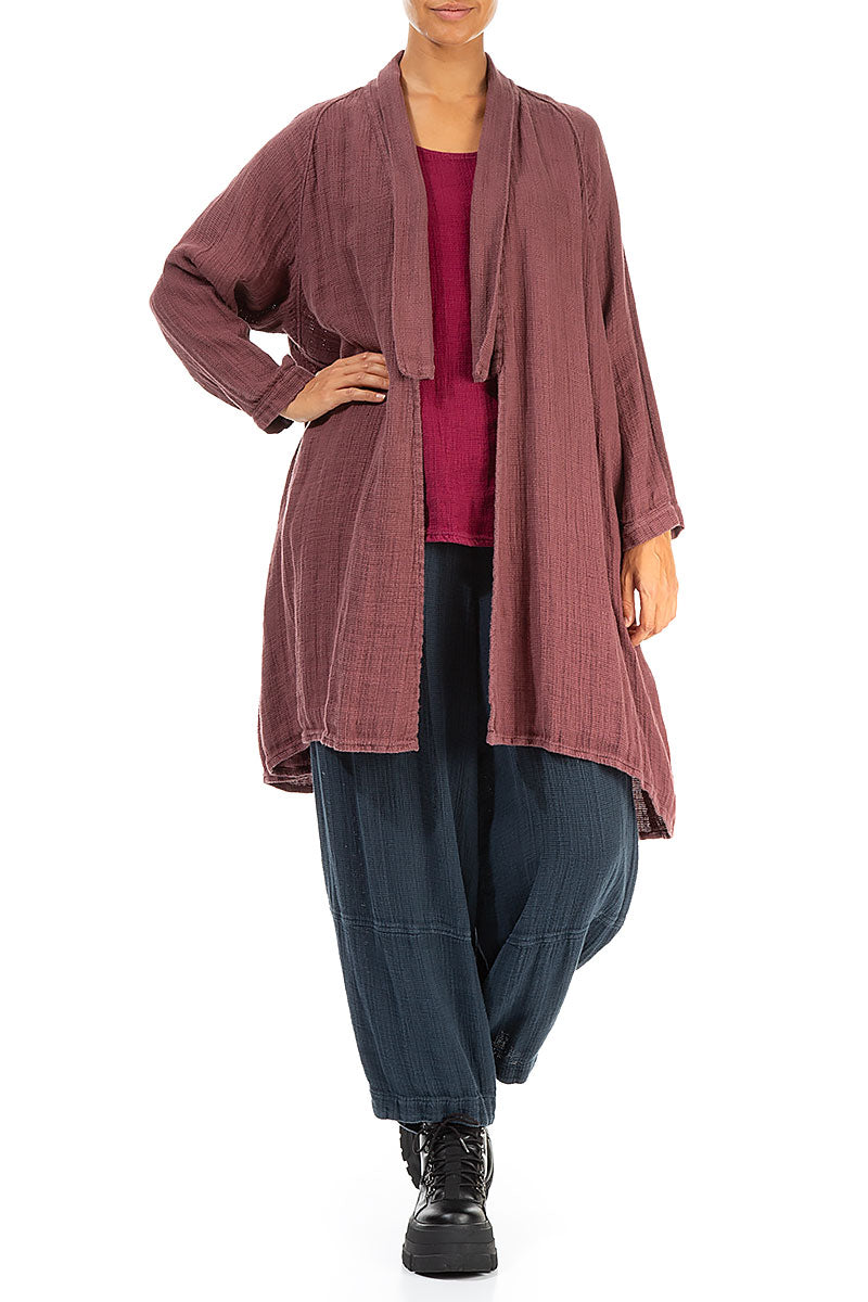 Open Merlot Textured Linen Jacket