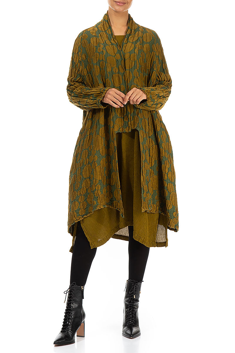 Open Olive Circle Silk Linen Jacket