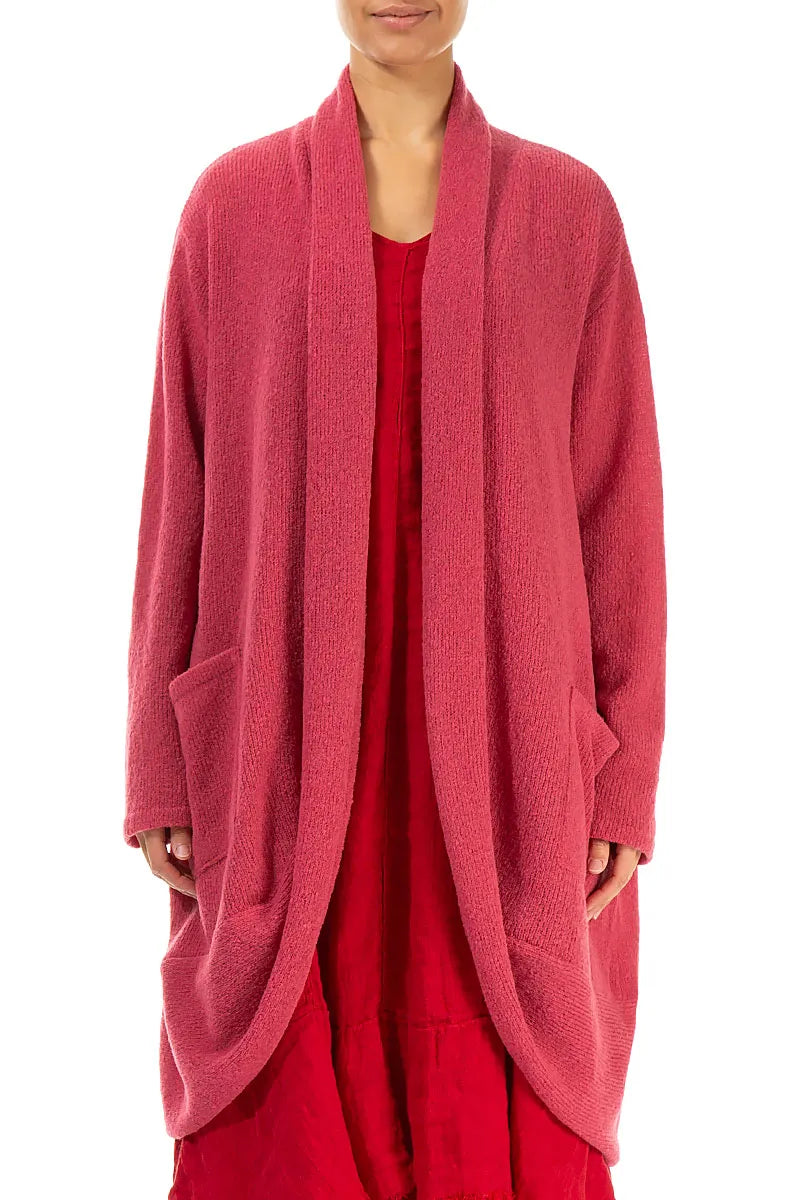 Open Pink Punch Wool Cardigan