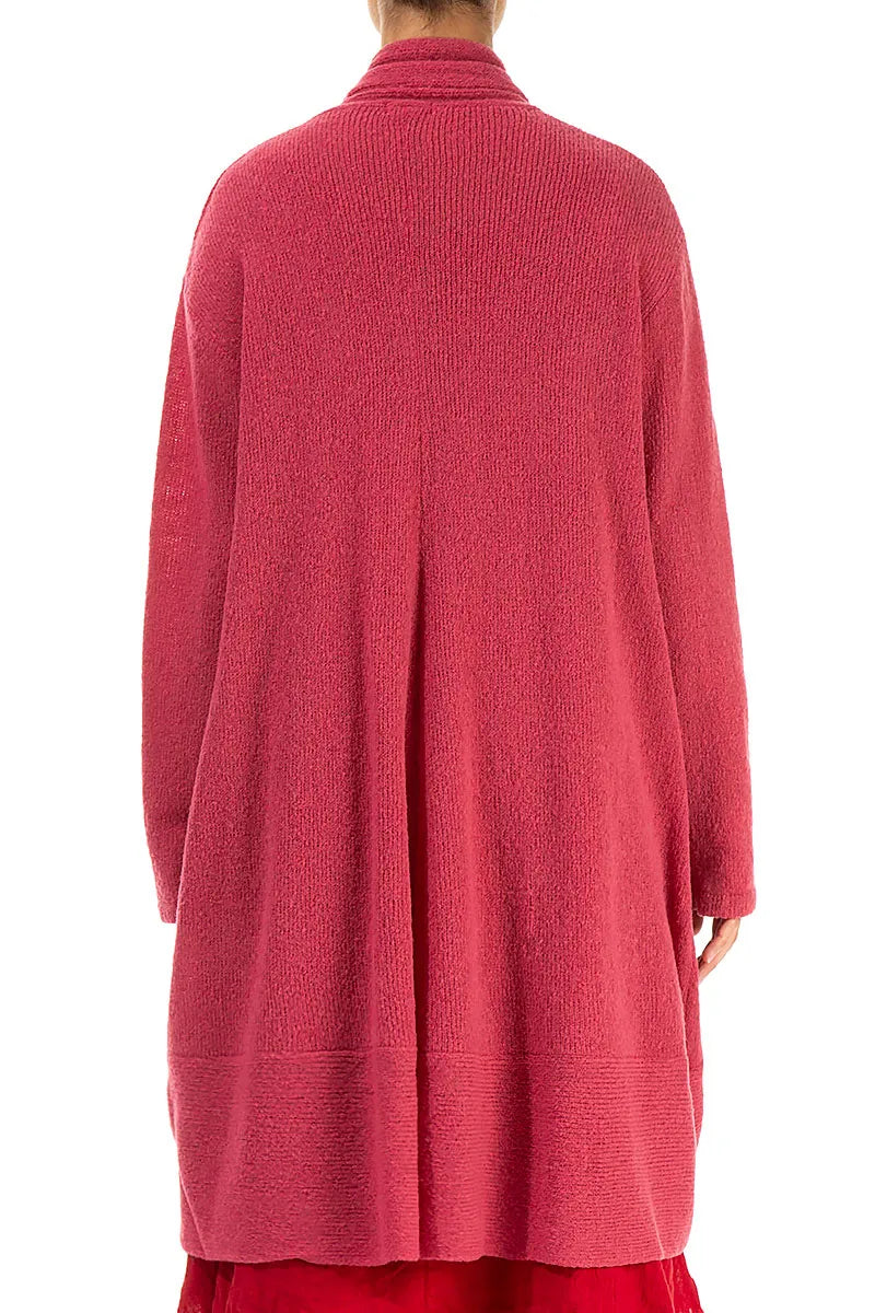 Open Pink Punch Wool Cardigan