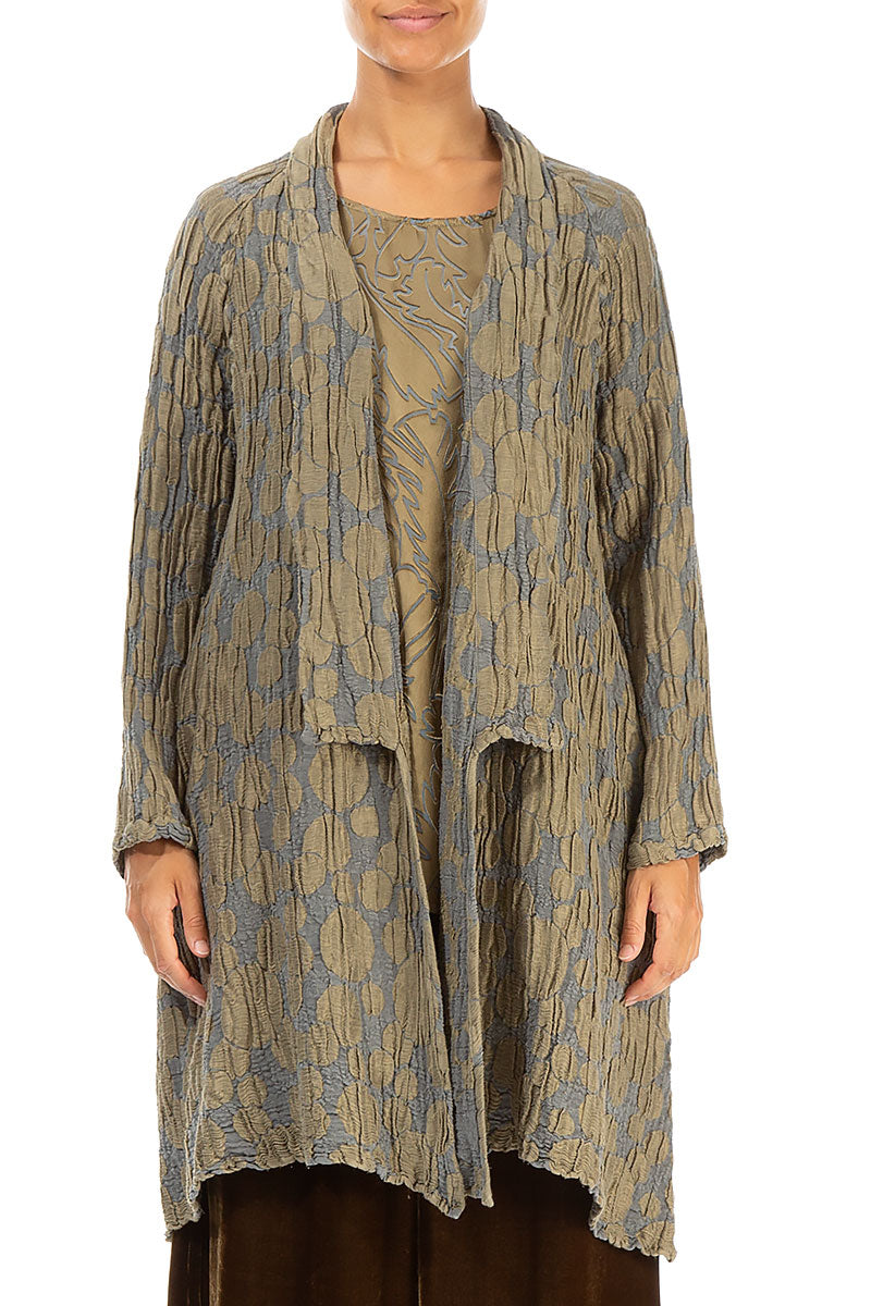 Open Silver Sage Circle Silk Linen Jacket