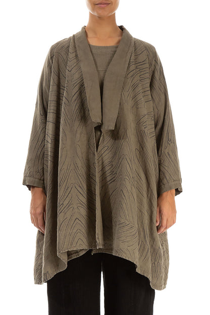 Open Silver Sage Feathers Linen Jacket