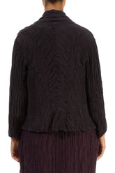 Open Crinkled Dark Violet Silk Jacket 2