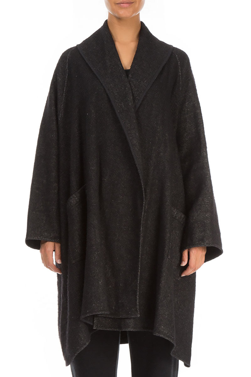 Open Type Dark Grey Wool Linen Jacket 1