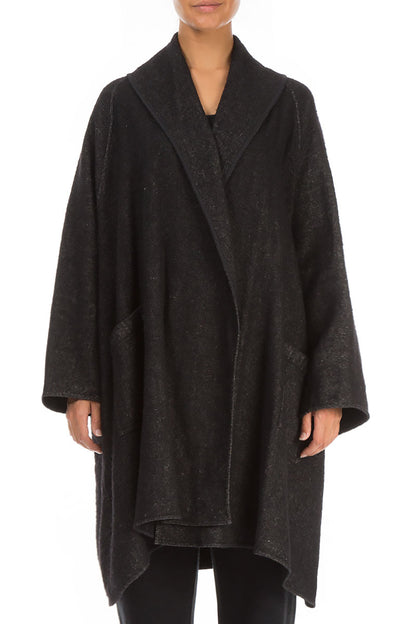 Open Type Dark Grey Wool Linen Jacket 1