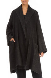 Open Type Dark Grey Wool Linen Jacket 3