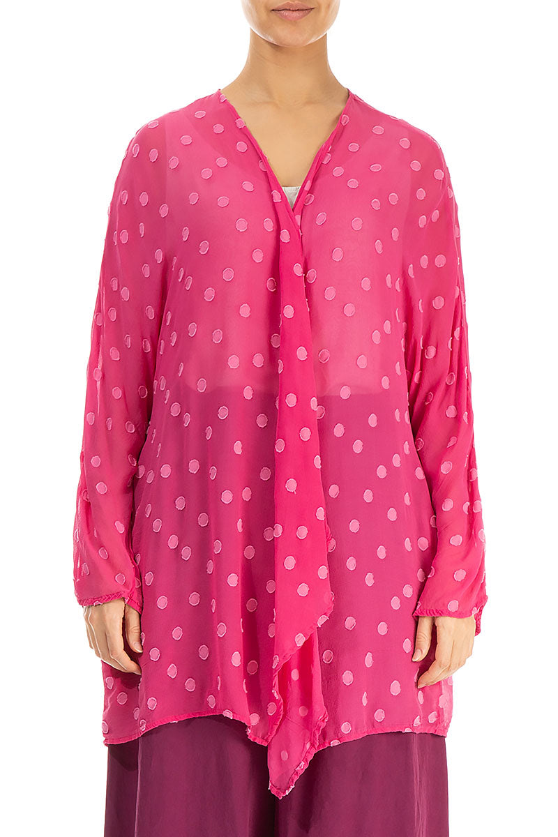 Open Type Dotty Hot Pink Silk Jacket 1