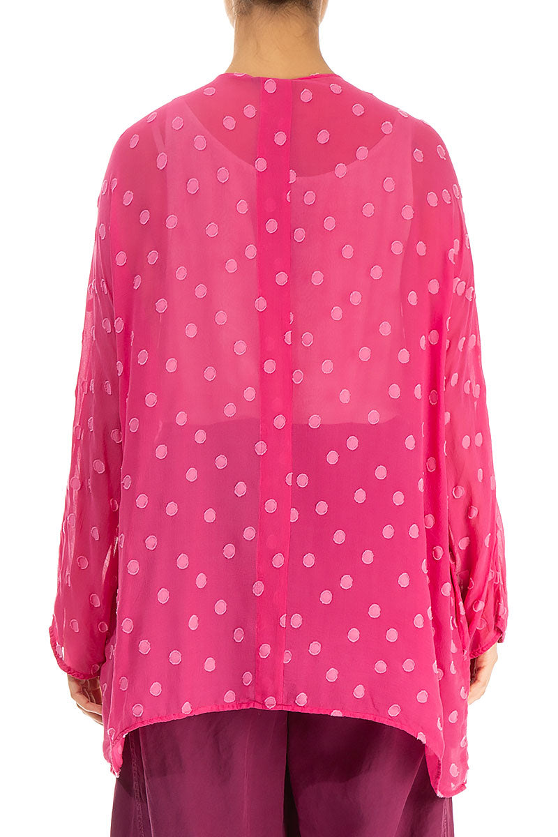Open Type Dotty Hot Pink Silk Jacket 2