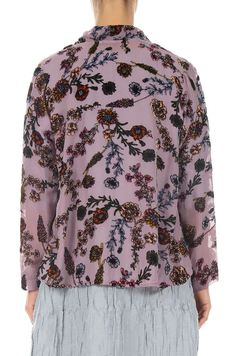 Veste en soie dévorée Open Velvet Blooms