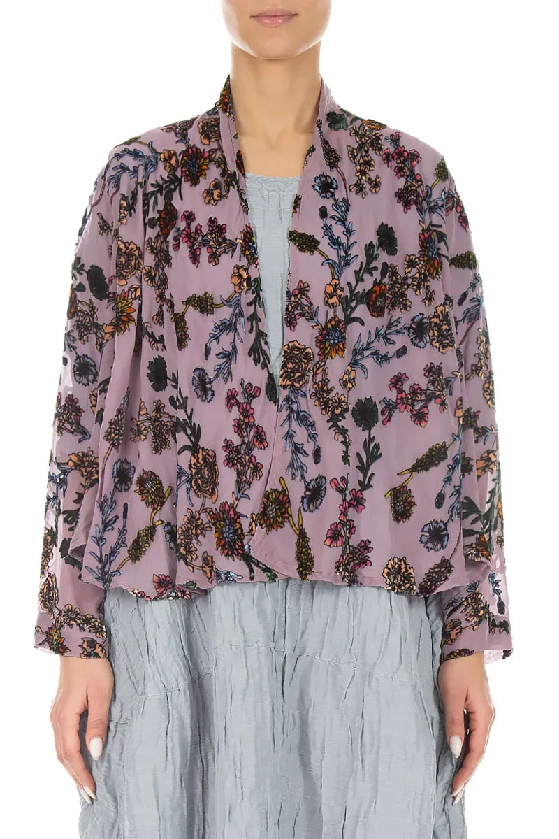 Veste en soie dévorée Open Velvet Blooms