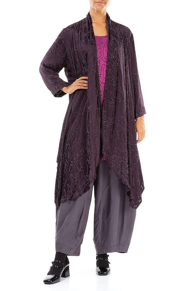 Open Vintage Violet Devoré Feather Silk Jacket 4