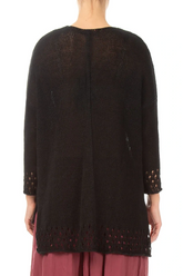 Openwork Hem Black Linen Jumper 2
