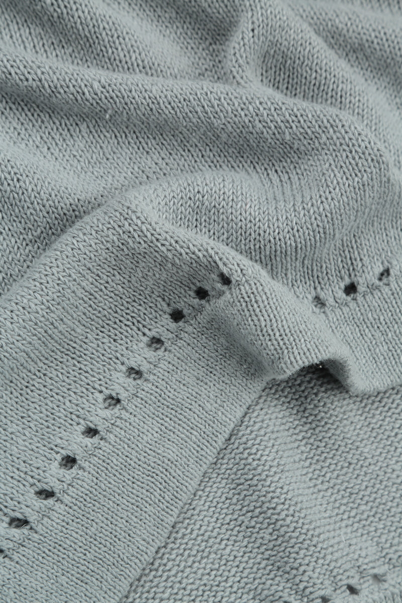 Openwork Hem Grey Linen Jumper 5