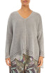 Openwork Hem Grey Linen Jumper 1