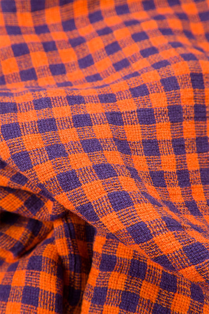 Orange Check Linen Jacket Blouse 5