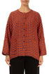 Orange Check Linen Jacket Blouse 1