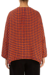 Orange Check Linen Jacket Blouse 2