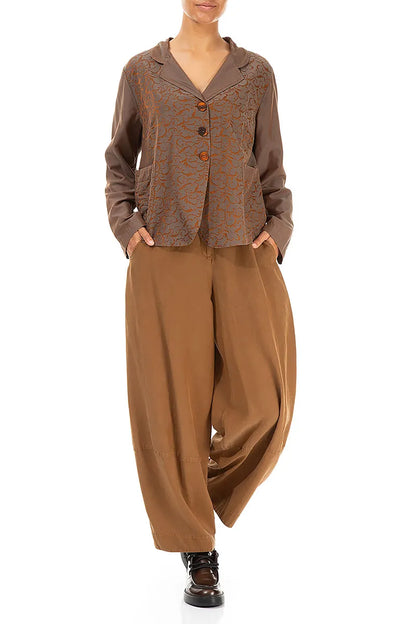 Ornamented Aged Copper Silk Cotton Jacket 4