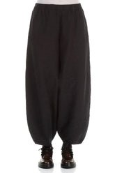 Ornamented Black Silk Cotton Trousers 1