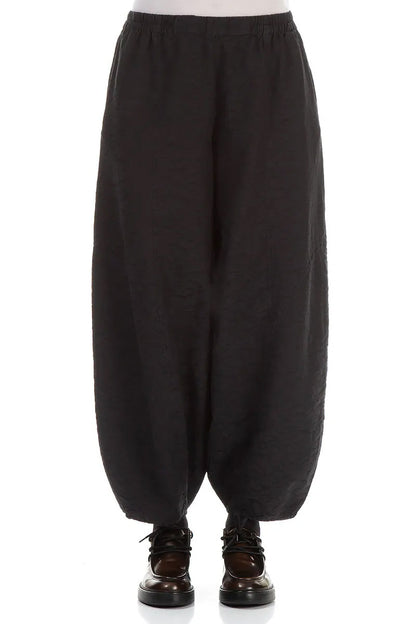 Ornamented Black Silk Cotton Trousers 1