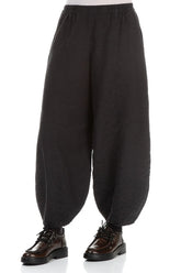 Ornamented Black Silk Cotton Trousers 3