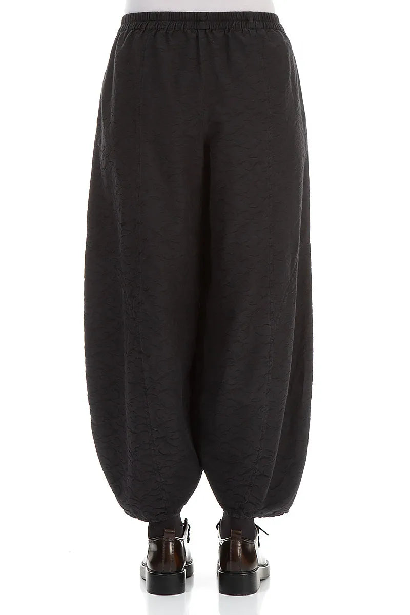 Ornamented Black Silk Cotton Trousers 2