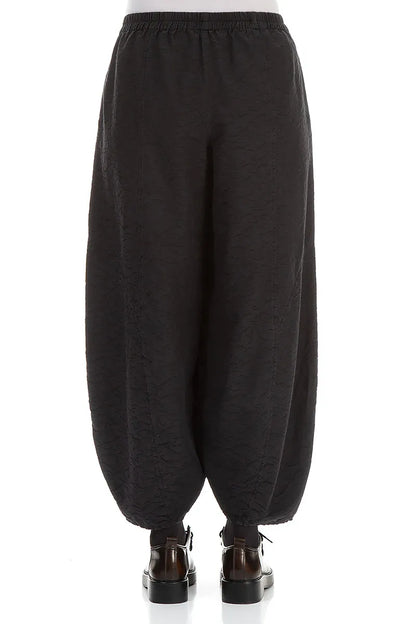 Ornamented Black Silk Cotton Trousers 2