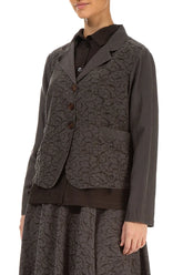 Ornamented Forest Brown Silk Cotton Jacket 3