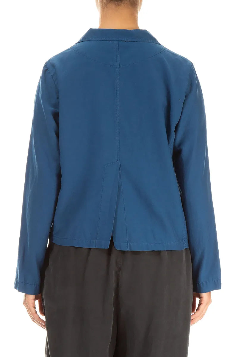 Ornamented Royal Blue Silk Cotton Jacket 2