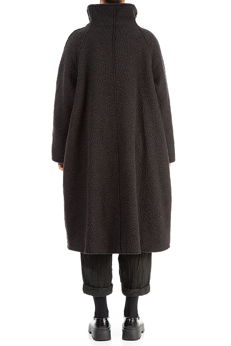 Oversized Dark Chocolate Plush Wool Cotton Coat 2