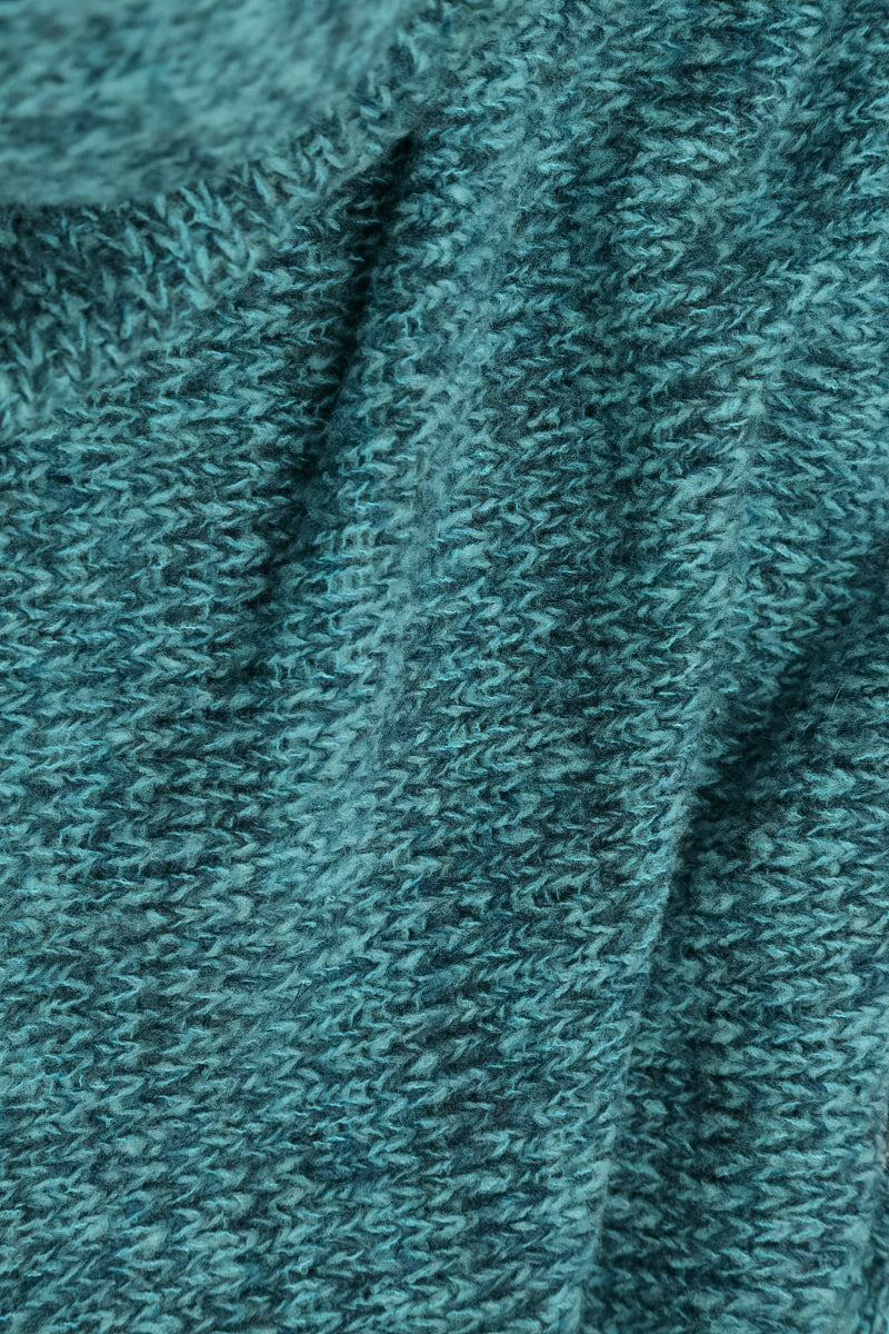 Oversized Pullover aus tief petrolfarbener, silbermetallicfarbener Mélange-Wolle