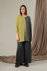 Oversized Dual Golden Lime Grey Wool Sweater 5