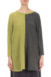 Oversized Dual Golden Lime Grey Wool Sweater 1
