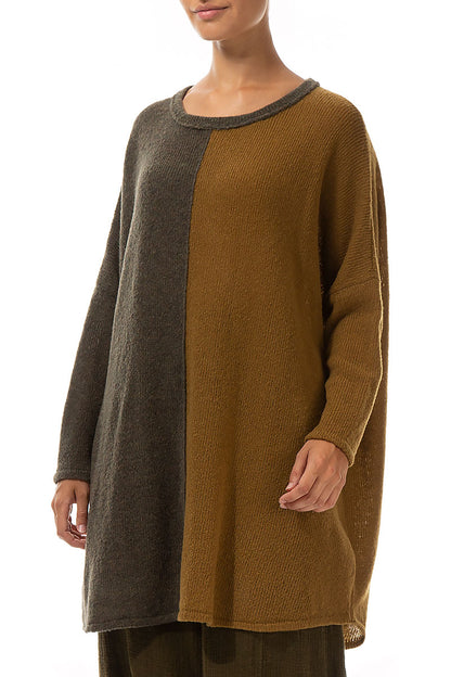 Oversized Dual Khaki Honey Wool Sweater