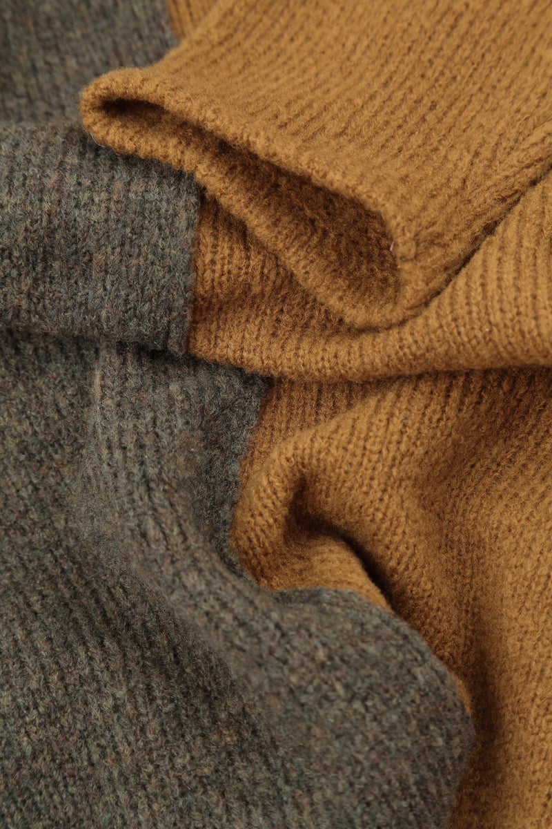 Oversized Dual Khaki Honey Wool Sweater