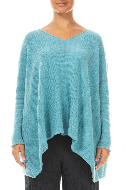Oversized Ice Blue Mélange Wool Sweater