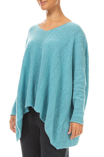 Oversized Ice Blue Mélange Wool Sweater