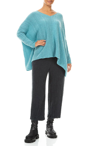 Oversized Ice Blue Mélange Wool Sweater