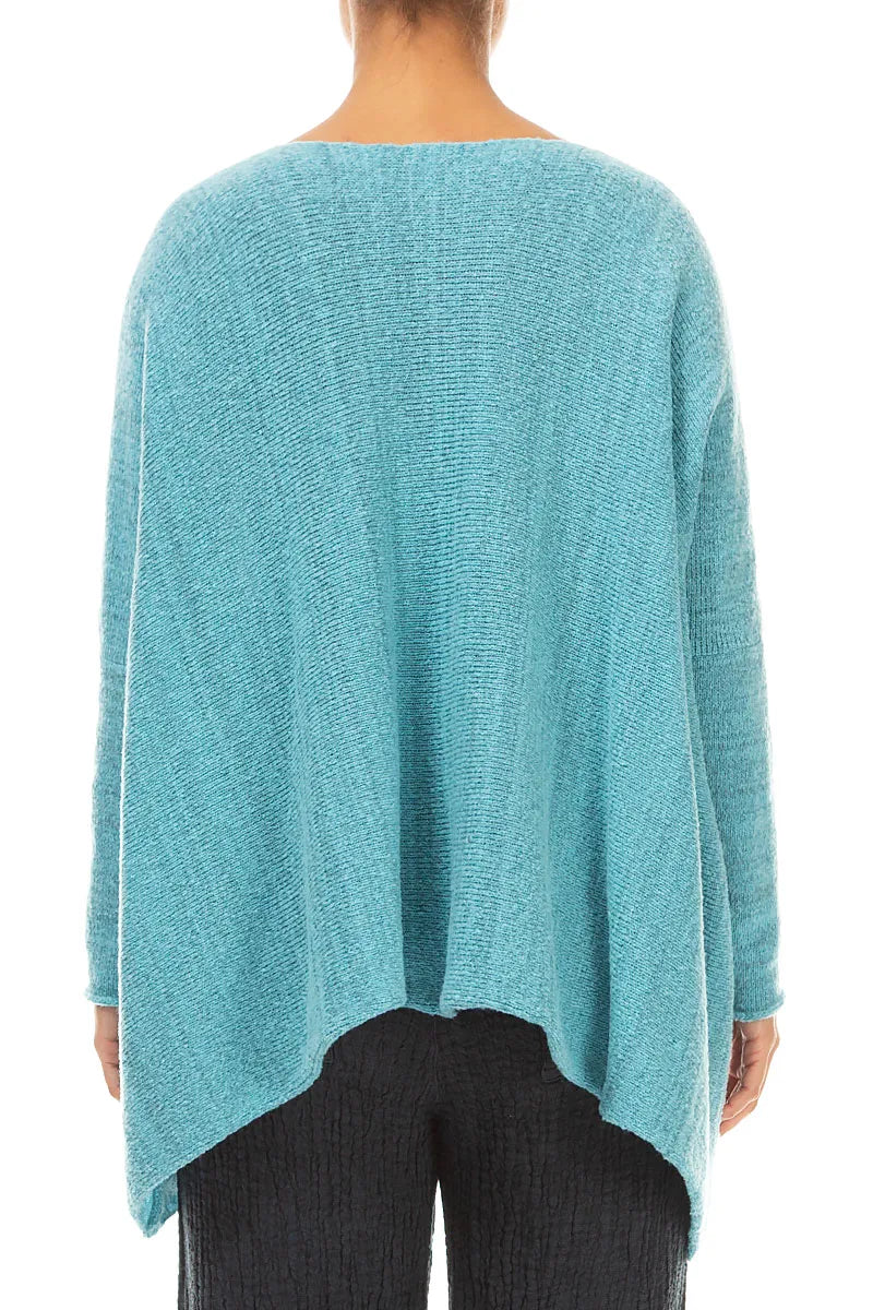 Oversized Ice Blue Mélange Wool Sweater