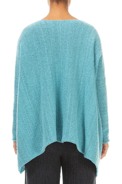 Oversized Ice Blue Mélange Wool Sweater