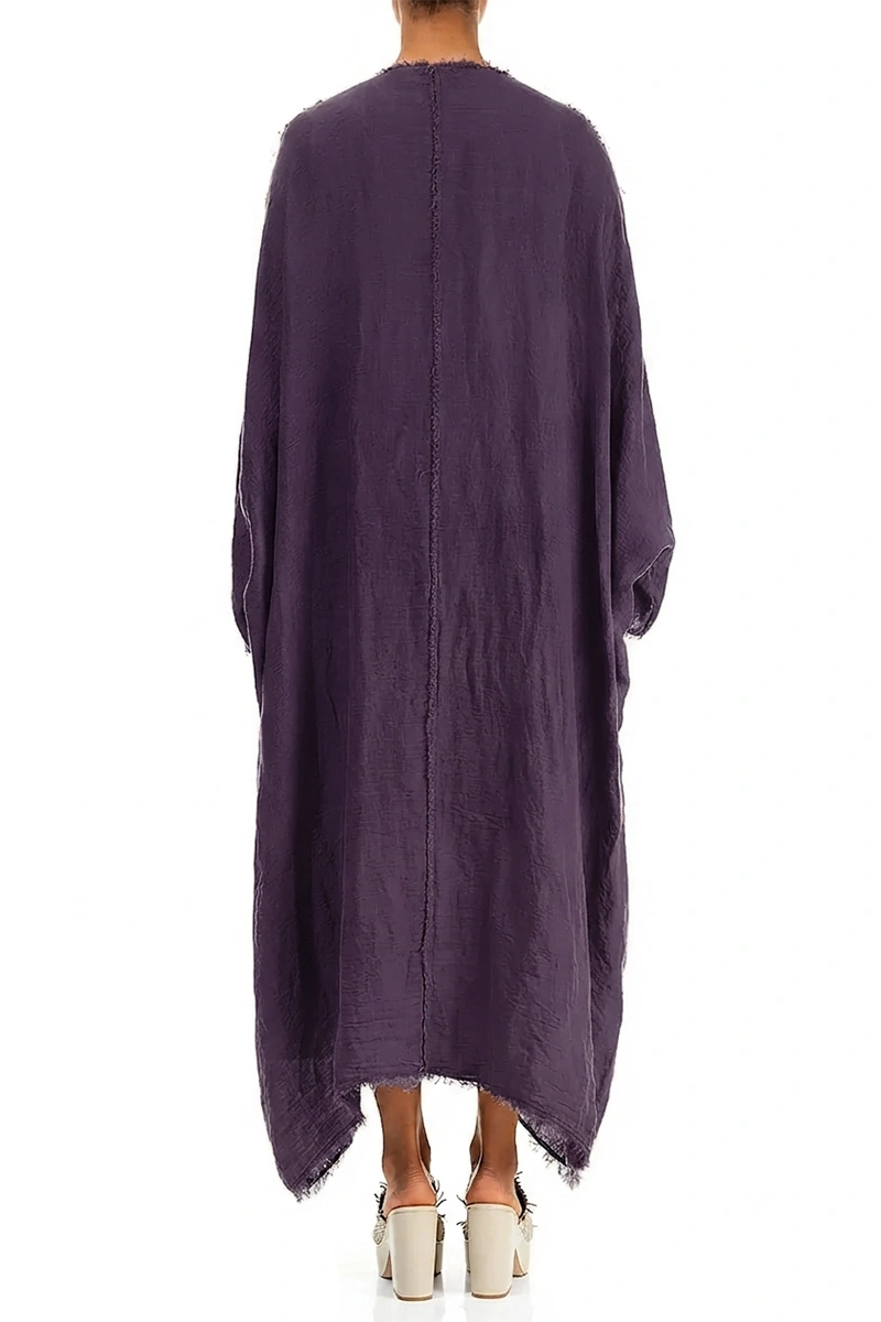 Oversized Raw Edge Amethyst Gauze Linen Jacket
