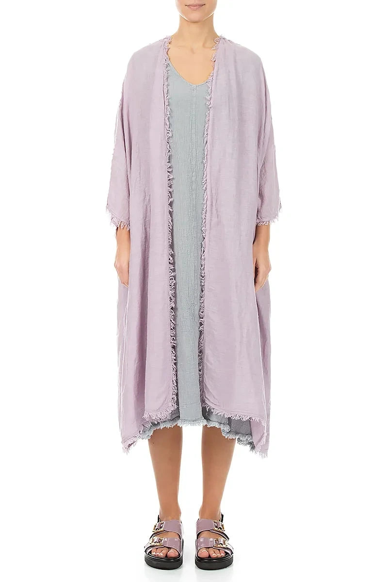 Oversized Raw Edge Lilac Gauze Linen Jacket 1