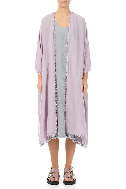 Oversized Raw Edge Lilac Gauze Linen Jacket 1