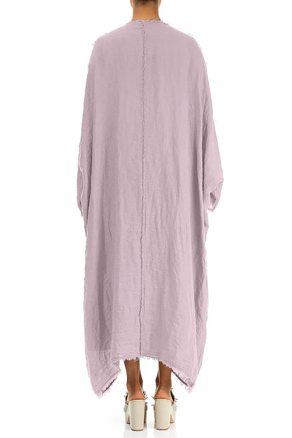 Übergroße Leinenjacke aus Gaze mit offenen Kanten in Flieder