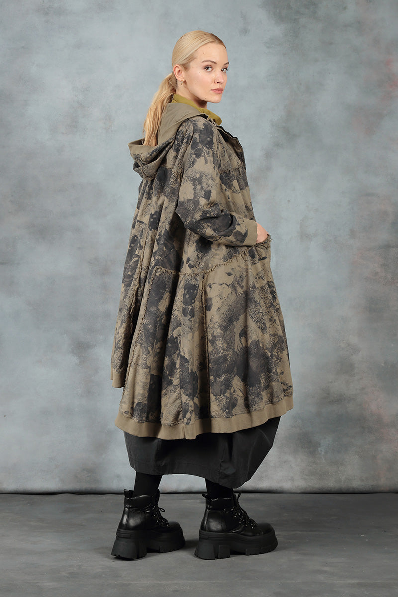 Oversized Silver Sage Marble Cotton Swing Coat