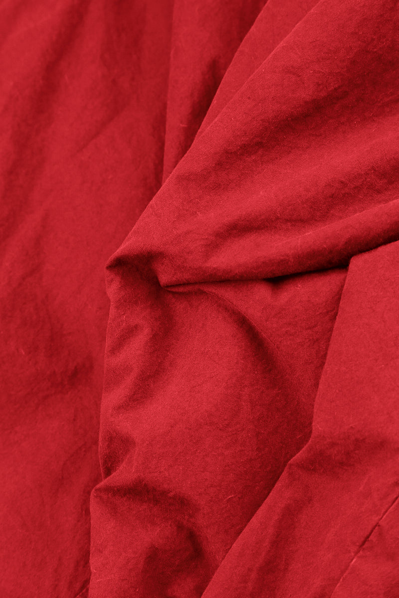 Hooded Cherry Red Cotton Coat 7